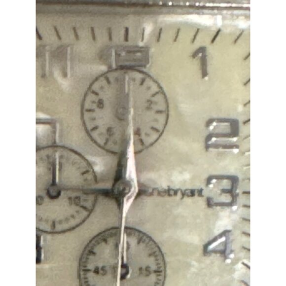 Lane Bryant Silver Watch With Mother of Pearl Face with Rhinestone Bezel & Stain - Picture 3 of 8